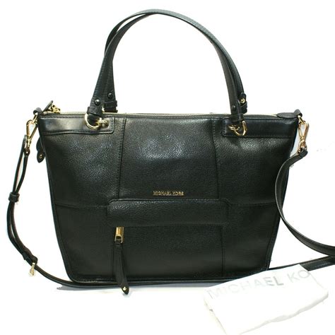 michael kors large black leather satchel|michael kors opened satchel purse.